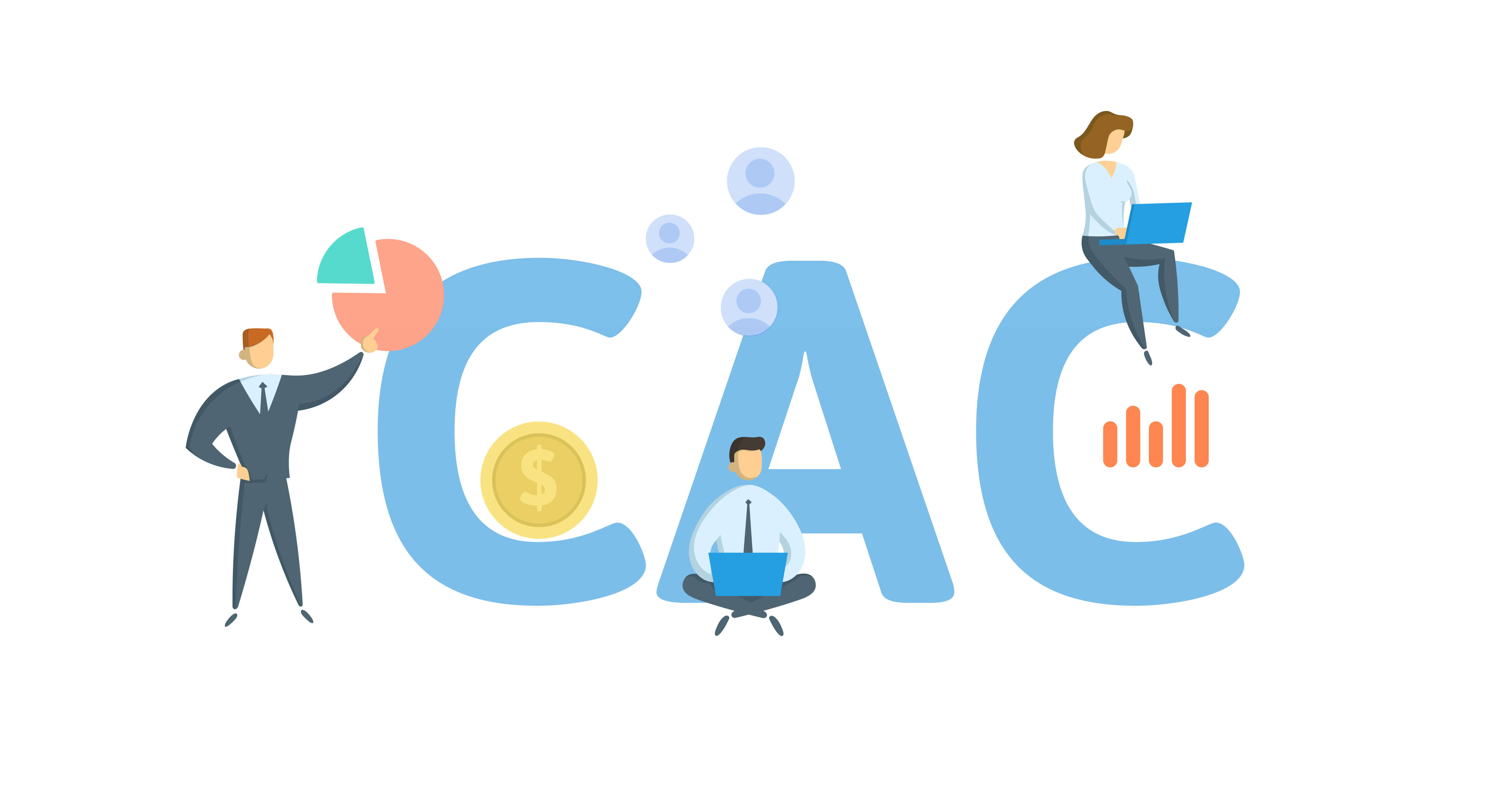 Illustration showing marketers and CAC for customer acquisition cost - featured image