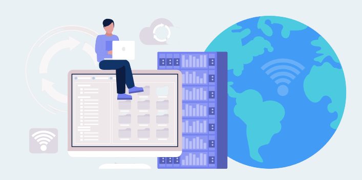 Illustration of marketer on laptop determining proxy types - featured image 