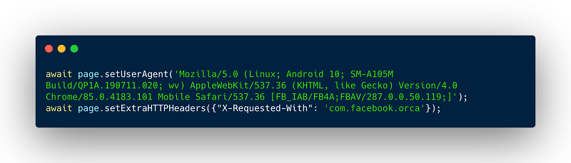 JavaScript source code used by fraudsters using a headless browser (puppeteer)